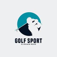 modèle vectoriel de conception de logo de joueur de golf. club de golf d'or de luxe d'élite