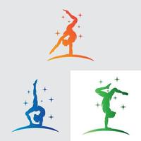 ensemble de création de logo de gymnastique vecteur