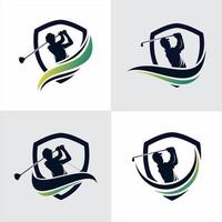 ensemble de modèle de conception de logo de silhouette de sport de golf vecteur