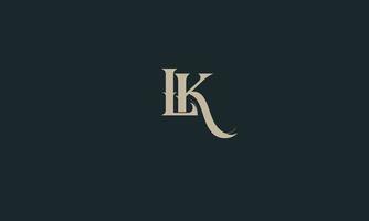 alphabet lettres initiales monogramme logo lk, kl, l et k vecteur