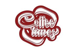 modèle de conception de t-shirt et autocollant coffee times vecteur