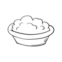 image monochrome, assiette en céramique profonde avec fromage cottage, illustration vectorielle en style dessin animé sur fond blanc vecteur