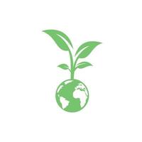 modèle de conception de logo vectoriel arbre globe. planète et symbole ou icône écologique.