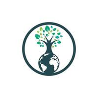 modèle de conception de logo vectoriel arbre globe. planète et symbole ou icône écologique.