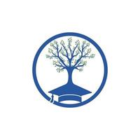 création de logo d'éducation à la nature moderne et créative. chapeau de graduation et logo d'icône d'arbre. vecteur