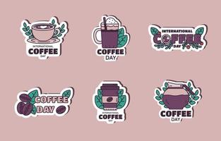 journée internationale du café stickers vecteur