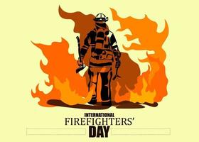 illustration vectorielle de silhouette de pompier, comme bannière, affiche ou modèle pour la journée internationale des pompiers. vecteur