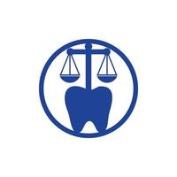 création de logo vectoriel de droit dentaire. conception d'icône de dent et d'équilibre.