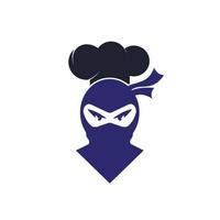 création de logo vectoriel chef ninja. ninja avec l'icône de chapeau de chef.