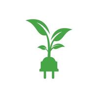 concept de logo d'électricité d'énergie verte. icône de prise électrique avec arbre. vecteur