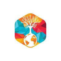 modèle de conception de logo vectoriel arbre globe. planète et symbole ou icône écologique.