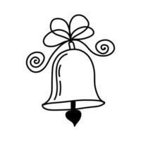 icône festive de doodle de cloche qui sonne. illustration dessinée à la main de style croquis isolée sur fond blanc. vecteur