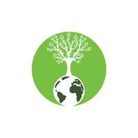 modèle de conception de logo vectoriel arbre globe. planète et symbole ou icône écologique.