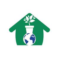 modèle de logo écologique de la nature mondiale. conception vectorielle d'icône de globe et de pot de fleur. vecteur
