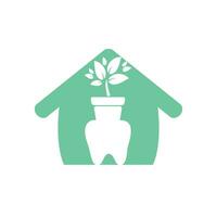 modèle de conception de logo vectoriel de maison de jardin dentaire. concept de logo médical dentaire.