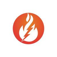 modèle de conception de logo vectoriel de feu de foudre. concept de logo d'énergie et de tension d'incendie.