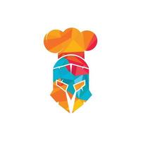 modèle de conception de logo vectoriel chef spartiate. logo minimal du chef guerrier avec illustration vectorielle de chapeau de chef.