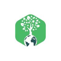 modèle de conception de logo vectoriel arbre globe. planète et symbole ou icône écologique.