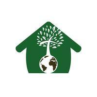 modèle de conception de logo vectoriel d'église globale. globe avec l'icône de vecteur d'arbre croisé.