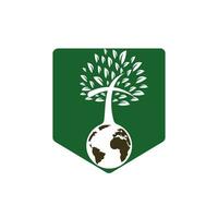 modèle de conception de logo vectoriel d'église globale. globe avec l'icône de vecteur d'arbre croisé.