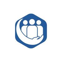 création de logo vectoriel de personnes ou de soins familiaux. conception d'icônes de main et de personnes.
