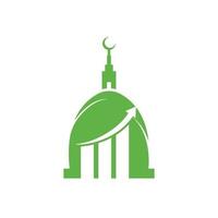 modèle de conception de logo vectoriel d'entreprise graphique islamique. conception d'icônes de mosquée et de graphique à barres.