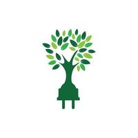 concept de logo d'électricité d'énergie verte. icône de prise électrique avec arbre. vecteur