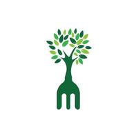 création de logo vectoriel arbre fourche. concept de logo de restaurant et d'agriculture.