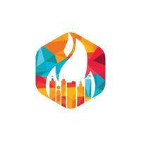 modèle de conception de logo vectoriel fire city. bâtiments et conception d'icônes de feu.