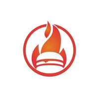 modèle de conception de logo vectoriel feu burger chaud. modèle de conception de burger de nourriture épicée.
