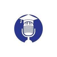 conception de symbole d'icône de logo de podcast diplômé. concept de logo de podcast d'éducation. vecteur