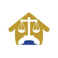 modèle de conception de logo vectoriel d'appel de loi. combiné et équilibre avec la conception de l'icône de la maison.