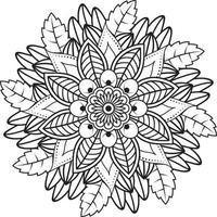 coloriage de motif de fleur de mandala de dessin à la main, vecteur