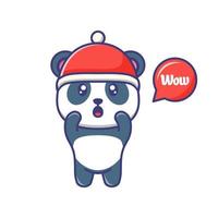 mignon bébé panda avec chapeau rouge sorti illustration de dessin animé isolé adapté pour autocollant, bannière, affiche, emballage, couverture de livre pour enfants. vecteur