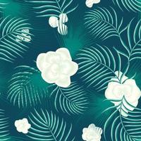 arrière-plan automne motif tropical sans couture avec feuillage végétal abstrait et feuilles de palmier bleu sur fond délicat. conception de vecteur. imprimé jungle. fond fleuri. fond d'écran nature. été exotique vecteur