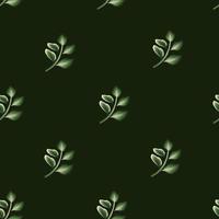 plantes tropicales de couleur verte claire feuilles illustration texture motif décoratif sans couture sur fond sombre. tropiques exotiques. conception sur le thème de l'été. papier peint tropical. texture d'impressions à la mode vecteur