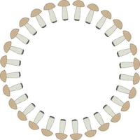 cadre rond avec de grands champignons forestiers sur fond blanc. image vectorielle. vecteur