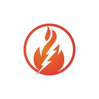 modèle de conception de logo vectoriel de feu de foudre. concept de logo d'énergie et de tension d'incendie.