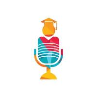 conception de symbole d'icône de logo vectoriel de podcast étudiant. concept de logo de podcast d'éducation.