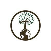 modèle de conception de logo vectoriel d'église globale. globe avec l'icône de vecteur d'arbre croisé.