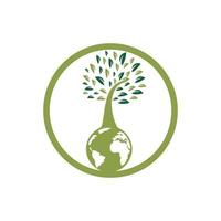 modèle de conception de logo vectoriel arbre globe. planète et symbole ou icône écologique.