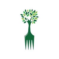 création de logo vectoriel arbre fourche. concept de logo de restaurant et d'agriculture.