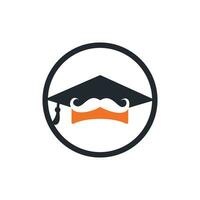 modèle de conception de logo d'éducation solide. graduation de chapeau avec la conception d'icône de moustache. vecteur