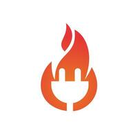 prise électrique avec création de logo d'icône de feu. concept de logo d'énergie incendie. vecteur