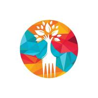 création de logo vectoriel fourche main arbre. concept de logo de restaurant et d'agriculture.