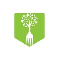 création de logo vectoriel arbre fourche. concept de logo de restaurant et d'agriculture.