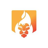 modèle de conception de logo vectoriel de feu de lion. concept créatif de conception de logo de feu de lion ou de flamme de lion.