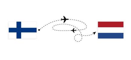 vol et voyage de la finlande aux pays-bas par le concept de voyage en avion de passagers vecteur