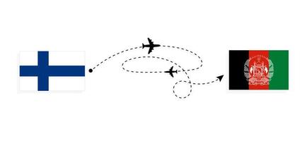 vol et voyage de la finlande à l'afghanistan par le concept de voyage en avion de passagers vecteur