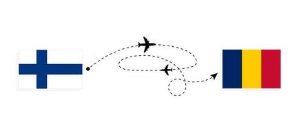 vol et voyage de la finlande au tchad par concept de voyage en avion de passagers vecteur